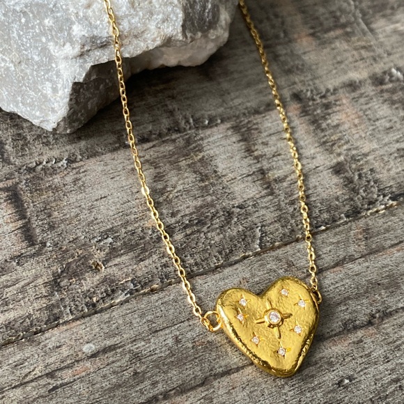 NEW Heart With CZ Stars Layering Necklace - Picture 9 of 14